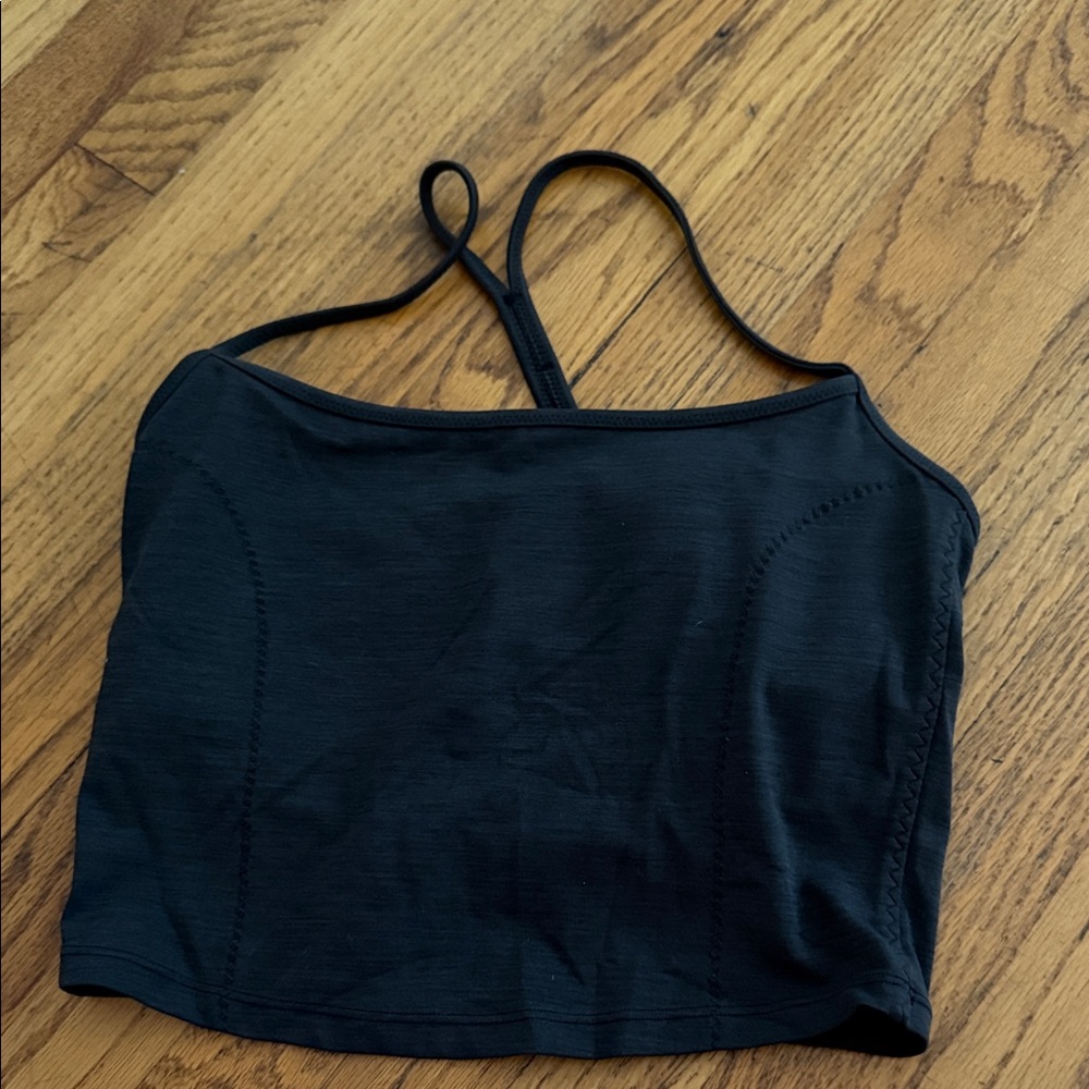 Black/gray Strappy Crop Top Vitality